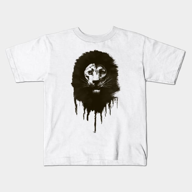 Rebel Lion (Black and White) Kids T-Shirt by poppijanne